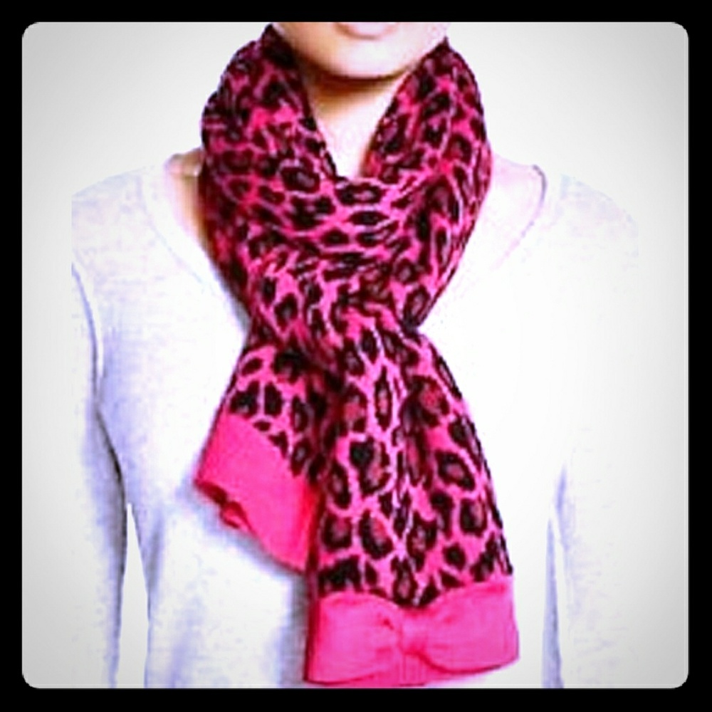 Kate spade leapord print pink and black scarf